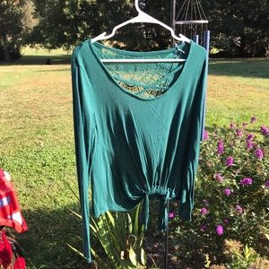 Long sleeve lace back top